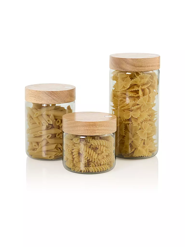 AD HOC | Boîte de conservation 500ml PURE JAR Verre/Gris/Acacia | 