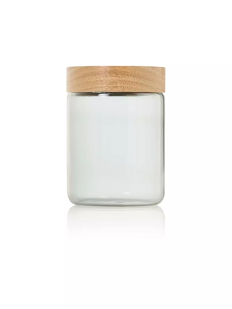AD HOC | Boîte de conservation 800ml PURE JAR Verre/Gris/Acacia | hellgrau