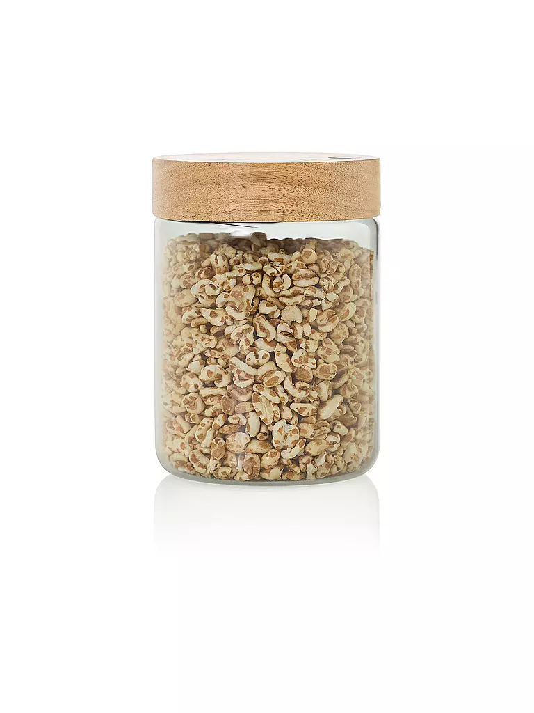 AD HOC | Boîte de conservation 800ml PURE JAR Verre/Gris/Acacia | 