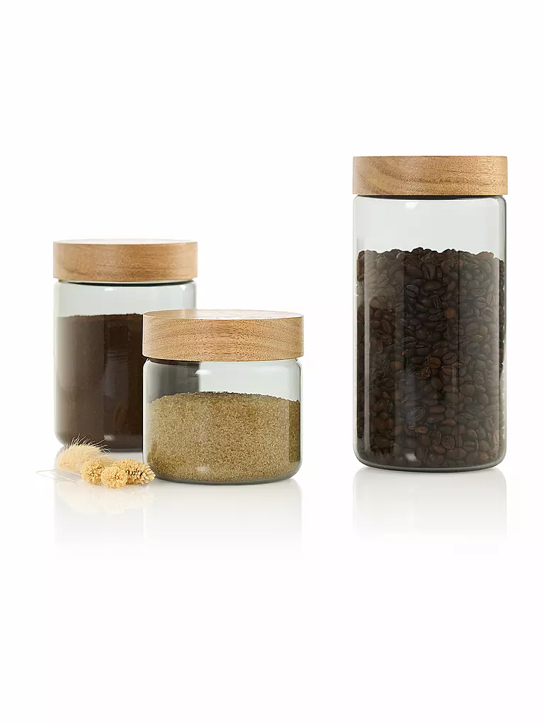 AD HOC | Boîte de conservation 800ml PURE JAR Verre/Gris/Acacia | 