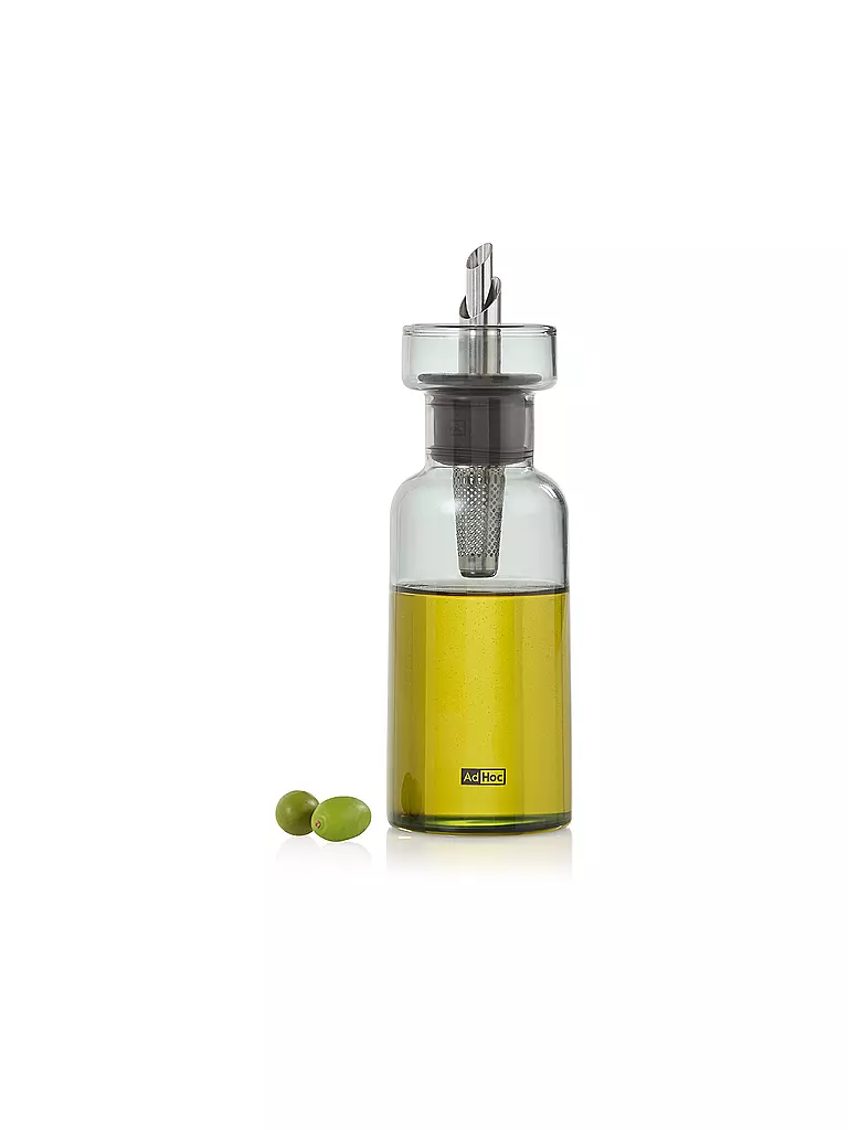 AD HOC | Distributeur d'huile ou de vinaigre AROMA POUR 120ml Gris/Verre/Acier inoxydable | 