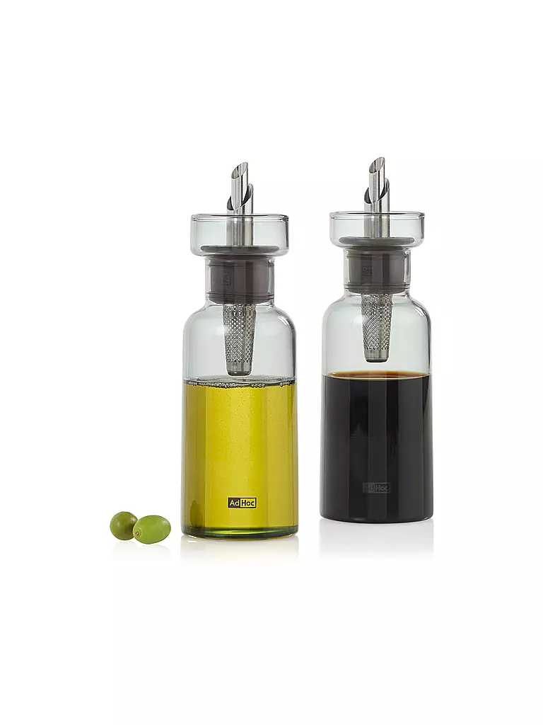 AD HOC | Distributeur d'huile ou de vinaigre AROMA POUR 120ml Gris/Verre/Acier inoxydable | 