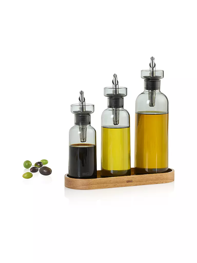 AD HOC | Distributeur d'huile ou de vinaigre AROMA POUR 120ml Gris/Verre/Acier inoxydable | 