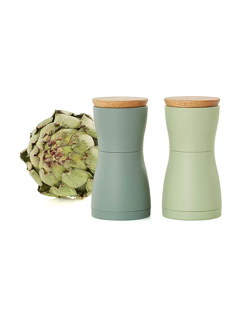 AD HOC | Ensemble de moulins à sel et à poivre 2 pièces 13cm TWIN Gris clair/foncé | grün