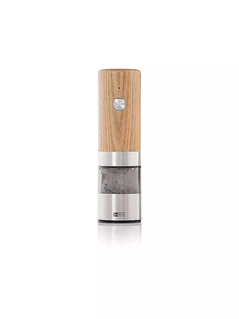 AD HOC | Moulin à poivre ou à sel électrique i.MILL 17cm Frêne/Acier inoxydable | hellbraun
