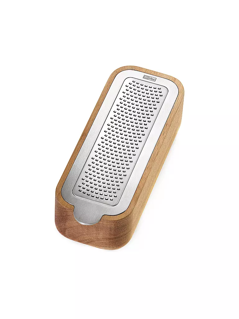 AD HOC | Râpe fine avec récipient de récupération 18cm Acacia Acier inoxydable | braun