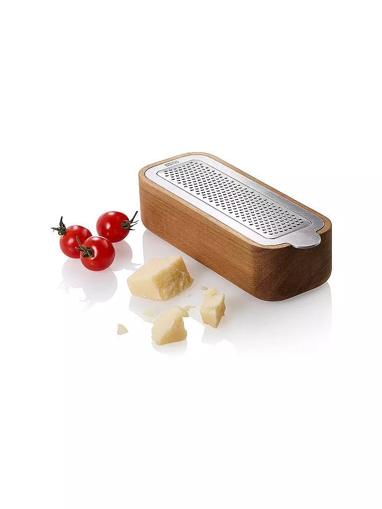 AD HOC | Râpe fine avec récipient de récupération 18cm Acacia Acier inoxydable | 