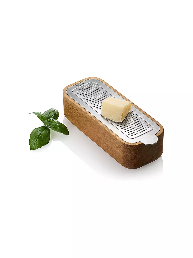 AD HOC | Râpe fine avec récipient de récupération 18cm Acacia Acier inoxydable | 