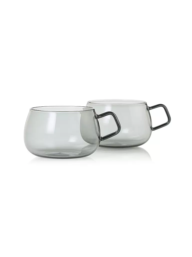 AD HOC | Tasses à thé YUNA, lot de 2, 400 ml, verre / gris | Gris