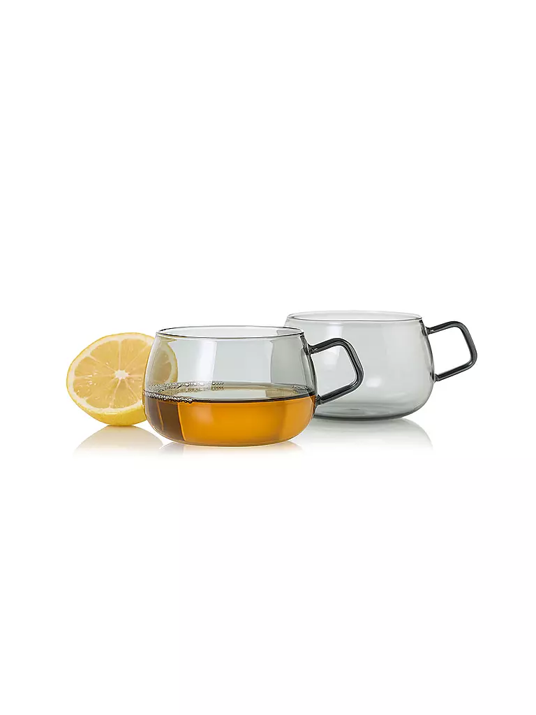 AD HOC | Tasses à thé YUNA, lot de 2, 400 ml, verre / gris | Gris