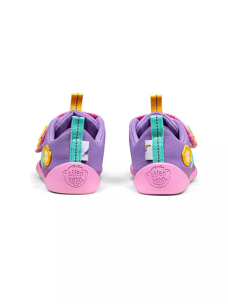 AFFENZAHN | Sneakers barefoot pour enfants COTTON LUCKY Toucan créatif | lila
