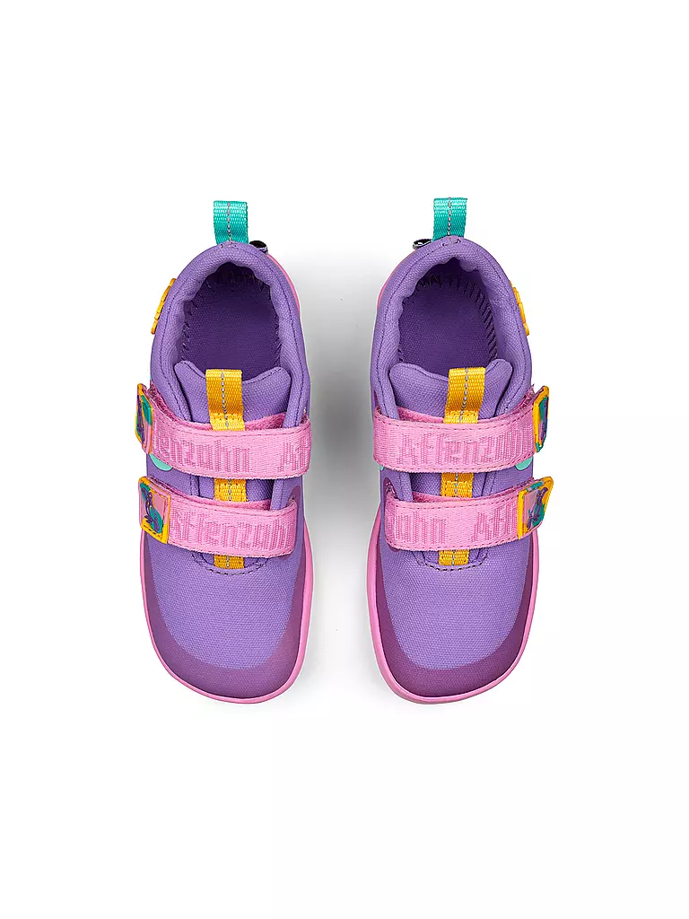 AFFENZAHN | Sneakers barefoot pour enfants COTTON LUCKY Toucan créatif | lila