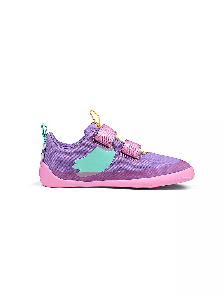 AFFENZAHN | Sneakers barefoot pour enfants COTTON LUCKY Toucan créatif | lila