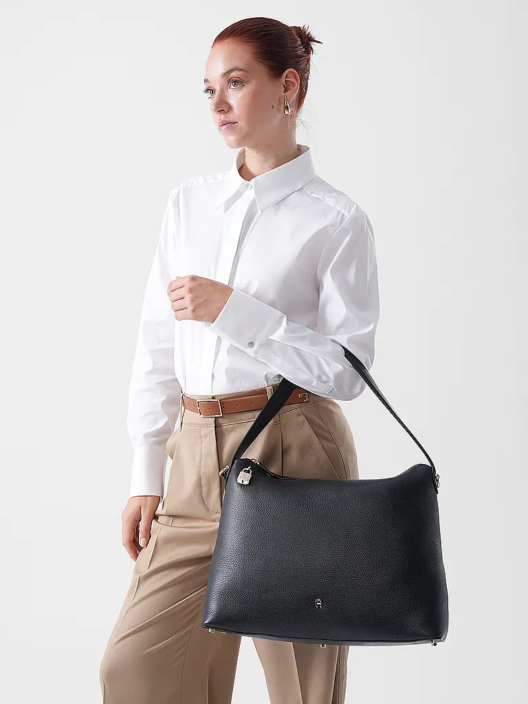 AIGNER | Sac en cuir - Sac Hobo DELIA Large | Noir