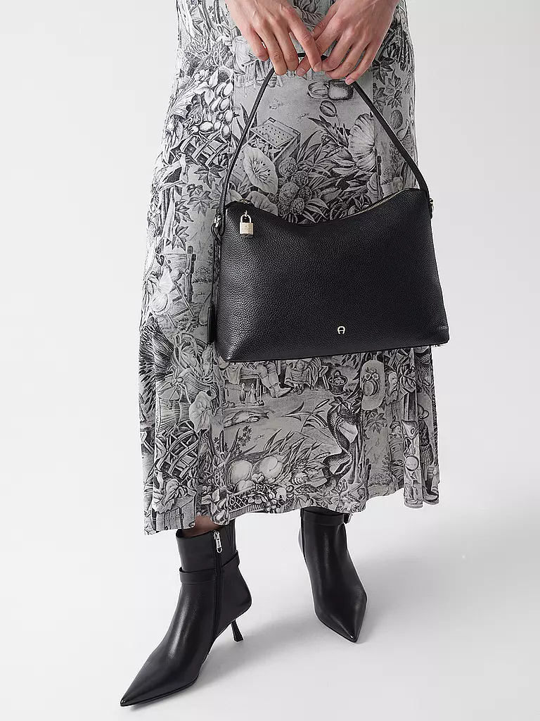 AIGNER | Sac en cuir - Sac Hobo DELIA Medium | schwarz