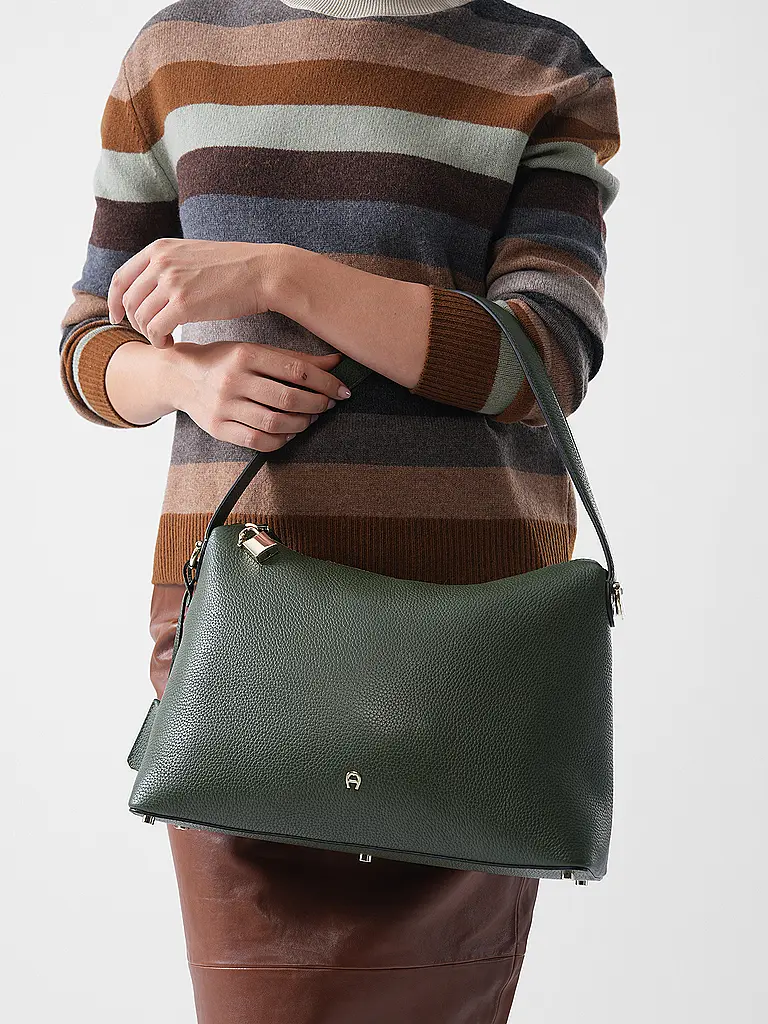 AIGNER | Sac en cuir - Sac Hobo DELIA Medium | Olive