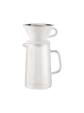 ALESSI | Set à café 3 pièces SLOW COFFEE verre/blanc/acier inoxydable