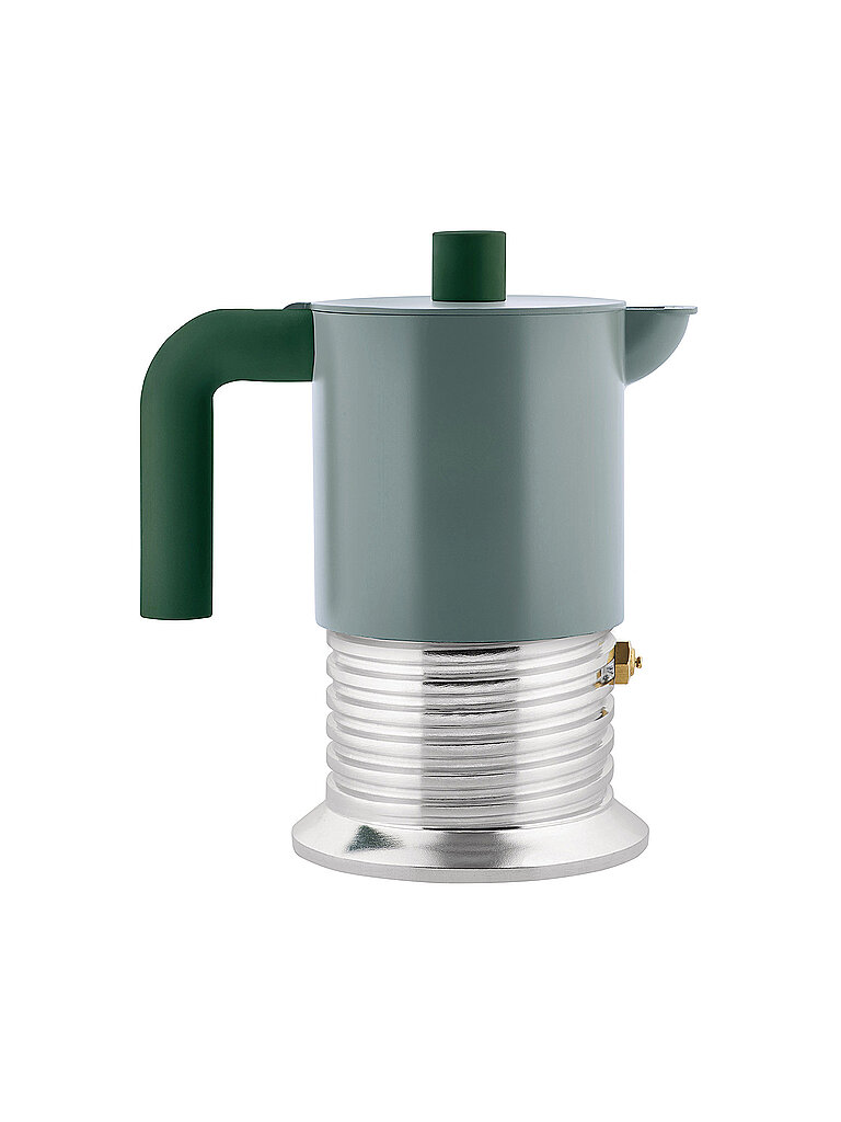 ALESSI Machine à expresso VITE 3 tasses Aluminium/Vert sauge olive