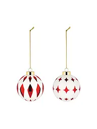 ALESSI | Boule de Noël 2 pièces 6cm Blanc/Rouge | Rouge