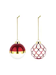ALESSI | Boule de Noël 2 pièces 6cm Blanc/Rouge | Rouge