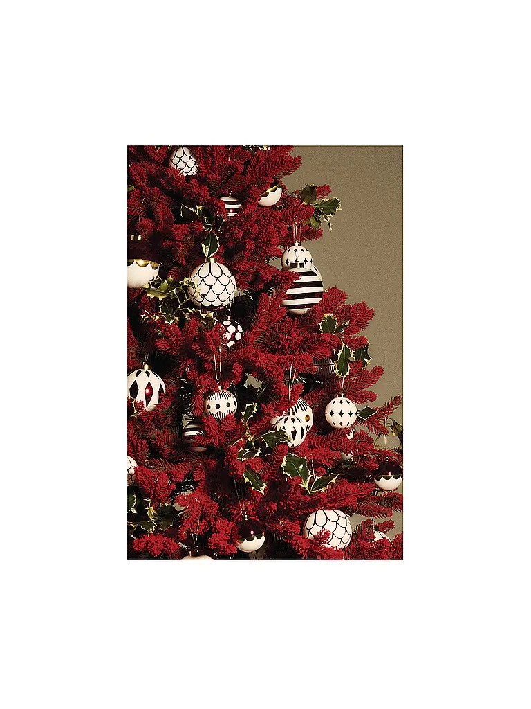 ALESSI | Boule de Noël 2 pièces 6cm Blanc/Rouge | Rouge