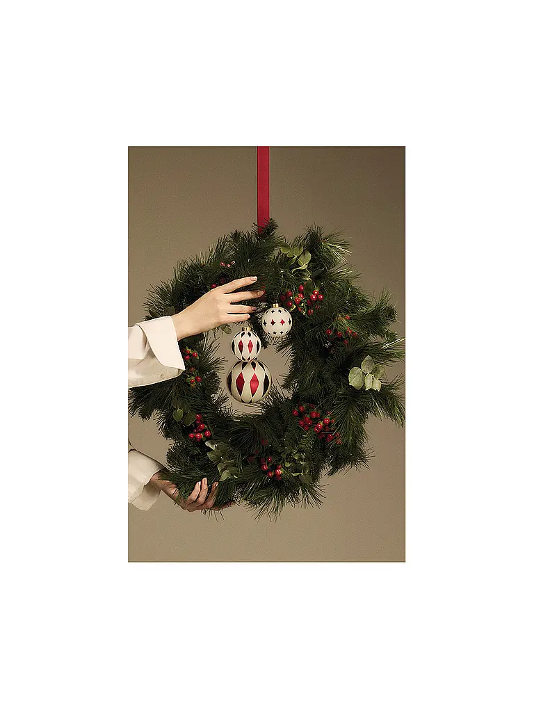 ALESSI | Boule de Noël 9cm DELIGHT Blanc/Rouge | Rouge