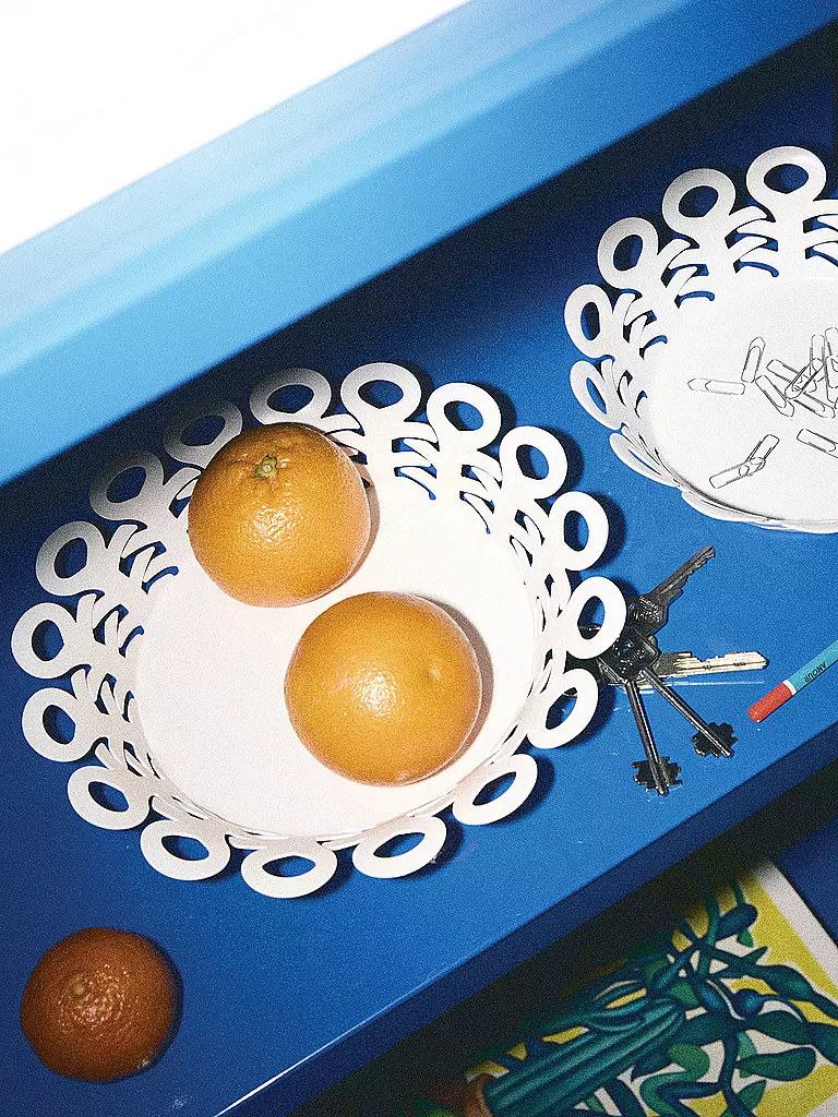 ALESSI | Corbeille VIMINI 22cm en acier inoxydable époxy. Blanc | weiss