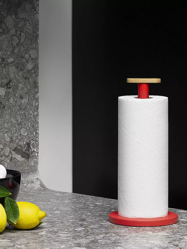 ALESSI | Dérouleur Mattina 33cm Rouge/Bambou | Rouge