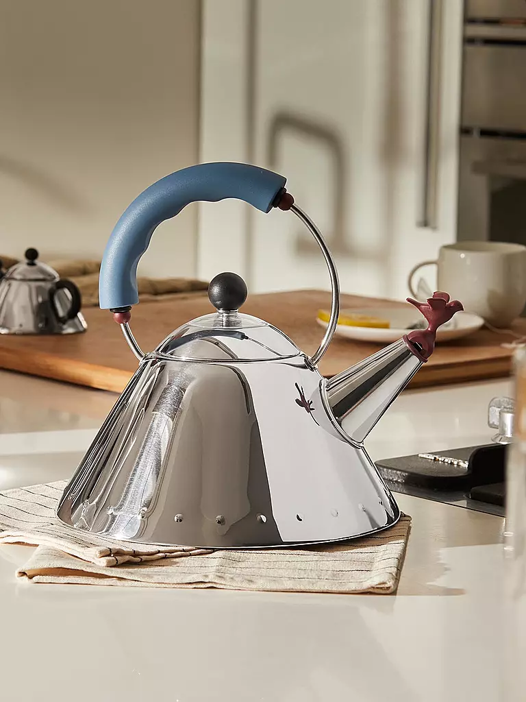 ALESSI | Ensemble de 2 sifflets pour bouilloire Vert clair Rouge | Argent