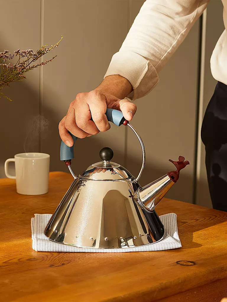 ALESSI | Ensemble de 2 sifflets pour bouilloire Vert clair Rouge | Argent