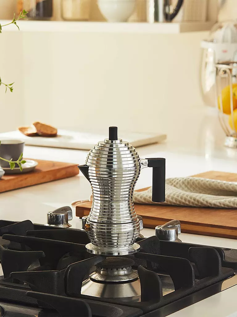 ALESSI | Espresso PULCINA 6 tasses Aluminium / Noir | silber