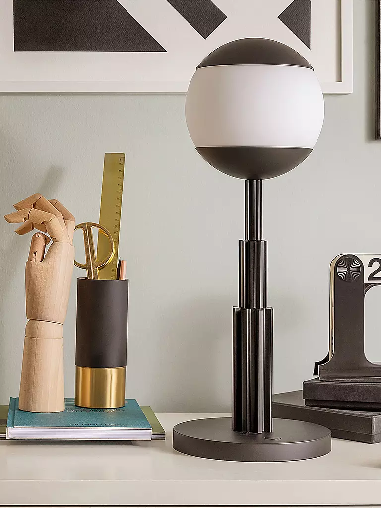 ALESSI | Lampe de table Aldo Rossi Alu Noir Verre | schwarz