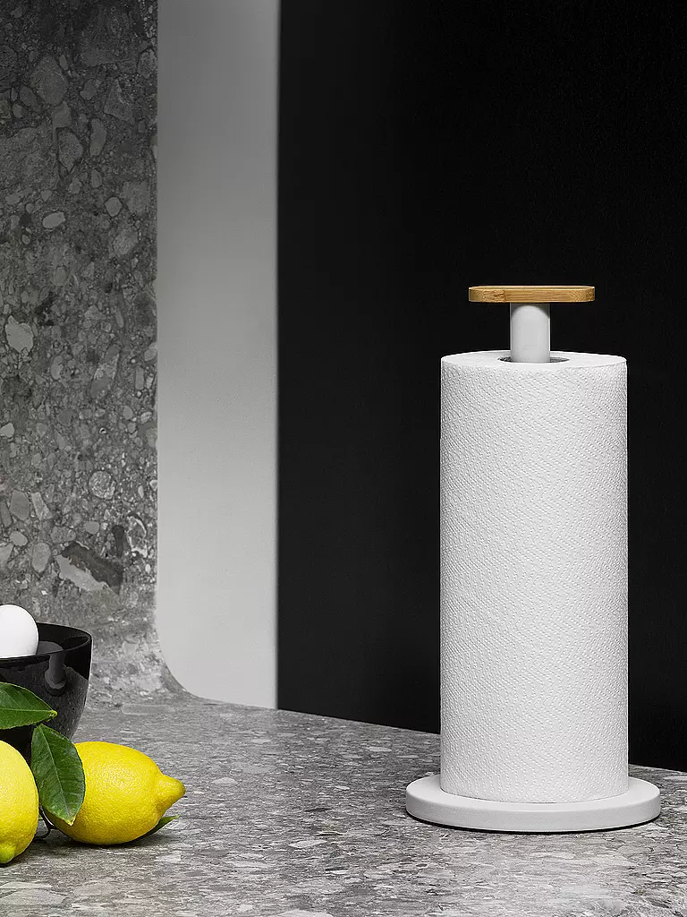 ALESSI | Porte-rouleau Mattina 33cm Gris chaud/Bambou | Gris clair