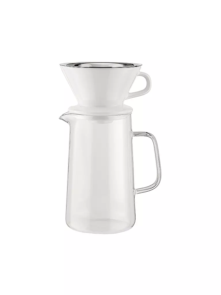 ALESSI | Set à café 3 pièces SLOW COFFEE verre/blanc/acier inoxydable | transparent
