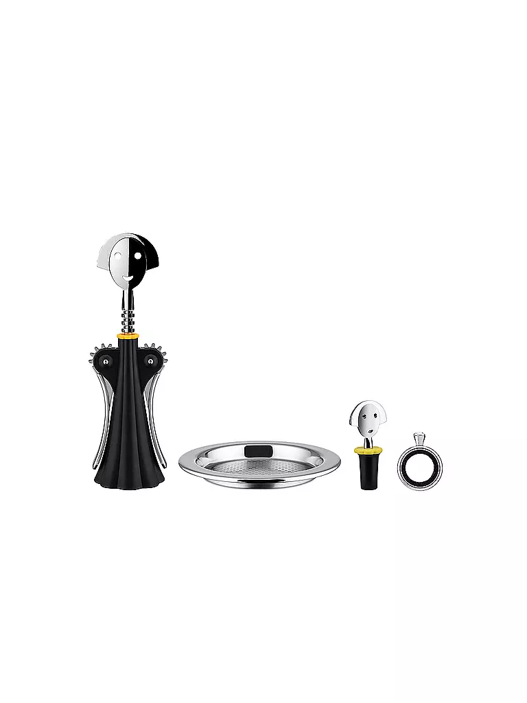 ALESSI | Set de bar ALESSI+WINE 4 pièces Noir / Acier inoxydable | schwarz