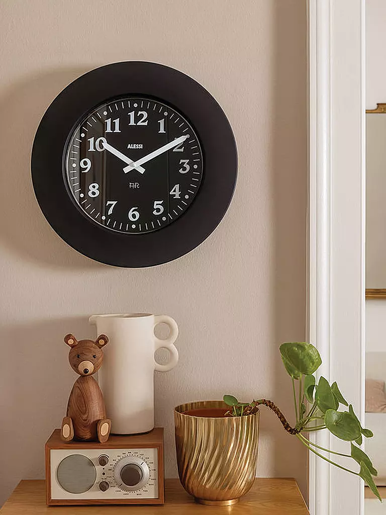 ALESSI | Wanduhr MOMENTO 40cm Schwarz | 
