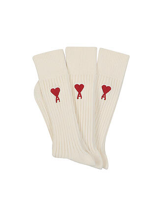 AMI PARIS | Chaussettes lot de 3 blanc cassé