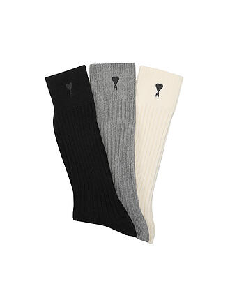 AMI PARIS | Lot de 3 paires de chaussettes écru / gris / noir