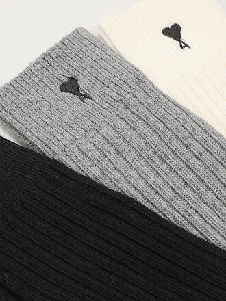AMI PARIS | Lot de 3 paires de chaussettes écru / gris / noir