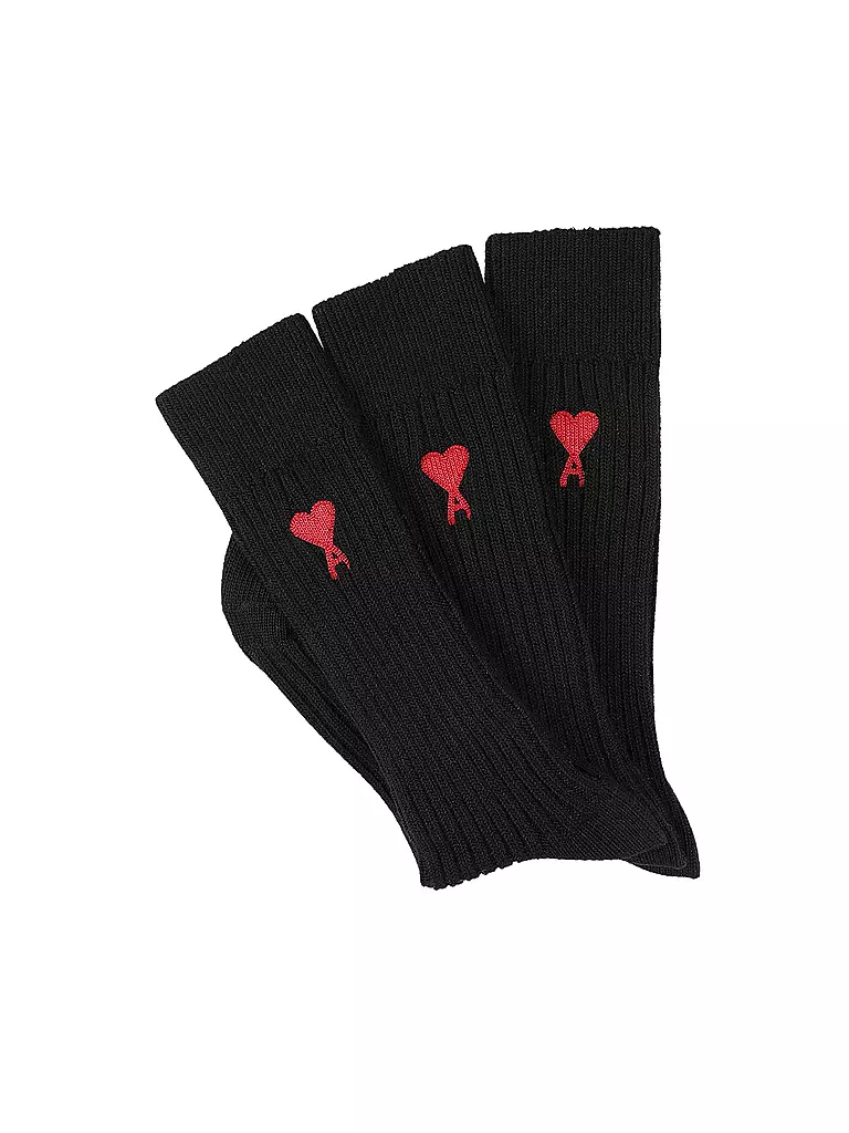 AMI PARIS | Chaussettes, lot de 3, noir | schwarz