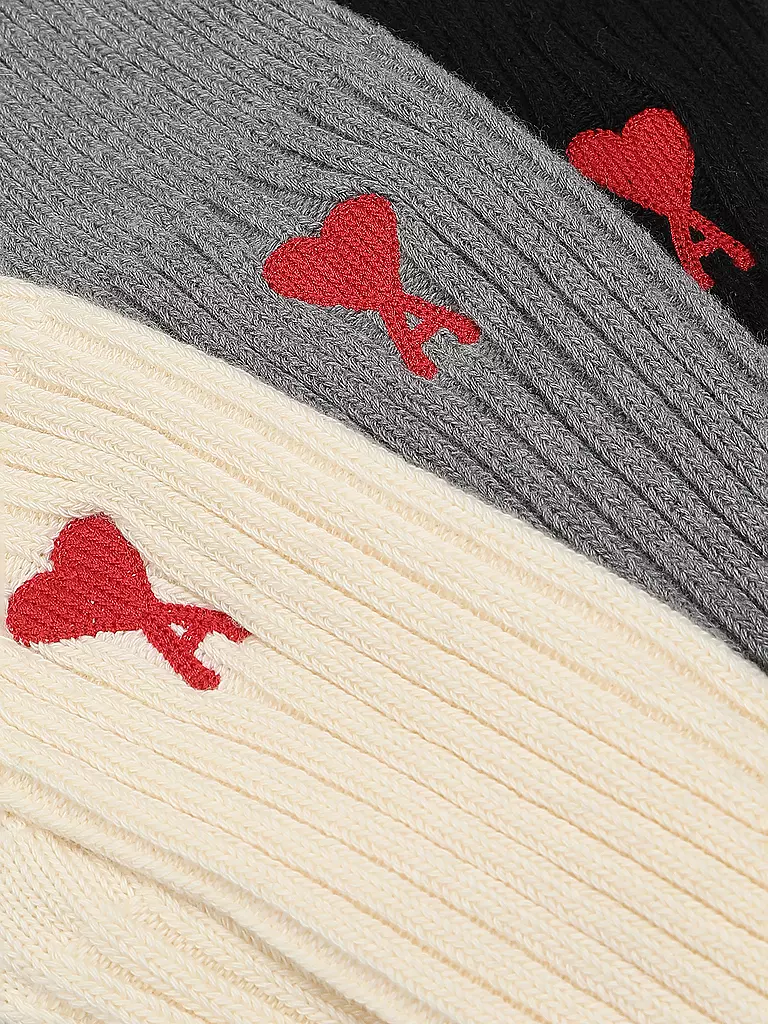 AMI PARIS | Chaussettes ADC SOCKS lot de 3 écru gris noir | bunt
