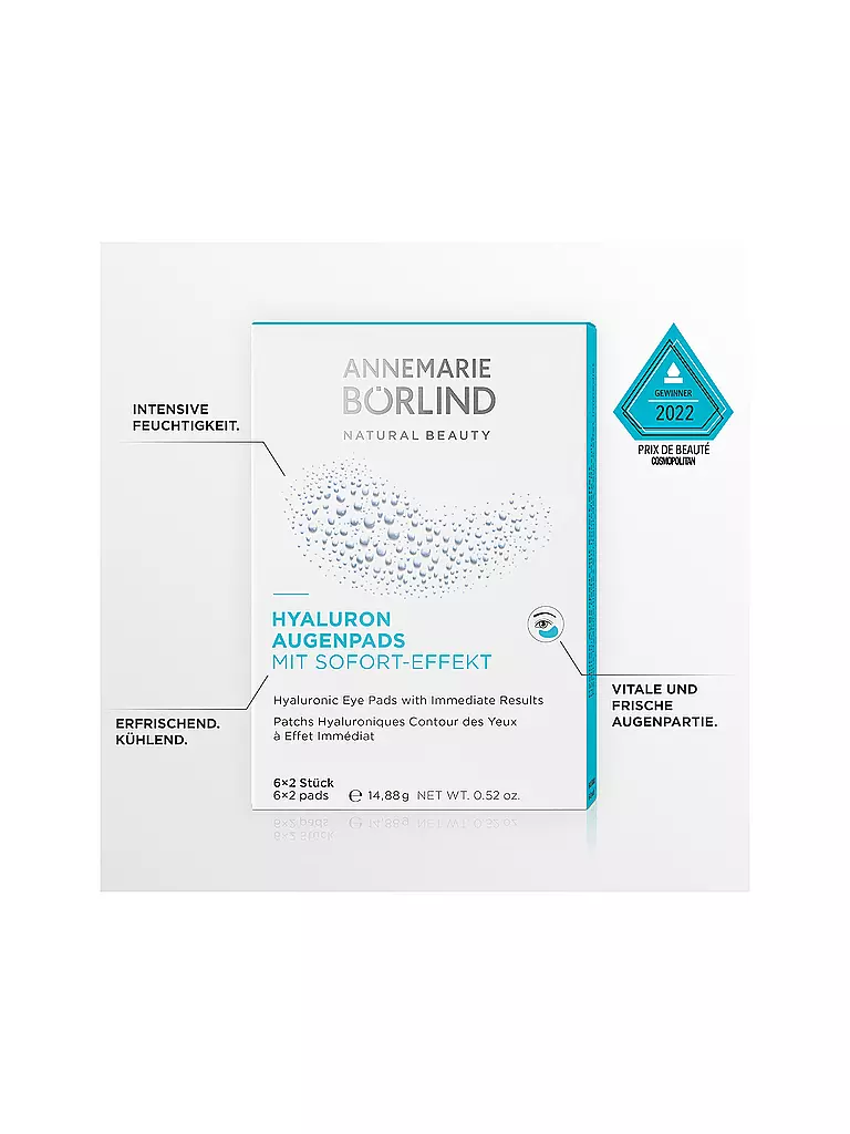 ANNEMARIE BÖRLIND | HYALURON AUGENPADS avec effet immédiat, 6 pièces | keine Farbe