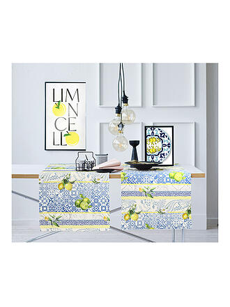 APELT | Chemin de table SEASON 140x48cm Blanc/Bleu/Agrumes