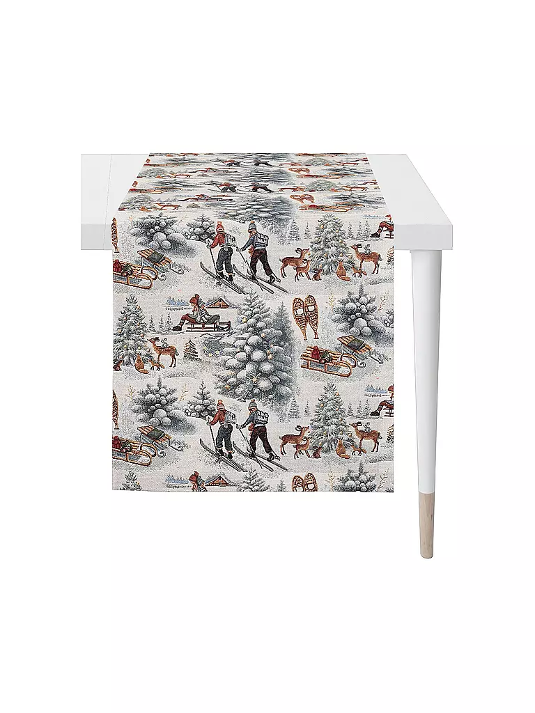 APELT | Chemin de table de Noël 140x48cm SEASON Gris | hellgrau