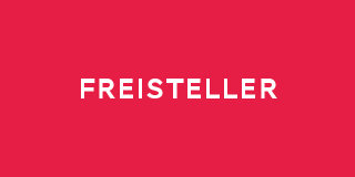 Der fettgedruckte weiße Text „FREISTELLER“ ist zentriert auf einem durchgehend roten Hintergrund.