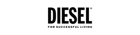 Logo noir et blanc de la marque « Diesel » avec le slogan « For Successful Living » en dessous, en plus petit.