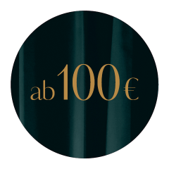 Un fond sombre et circulaire avec le texte « à partir de 100 € » centré dessus en caractères dorés élégants.