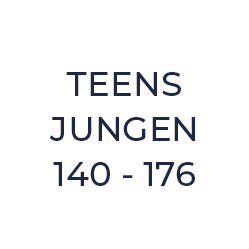 Le texte sur fond blanc indique « TEENS GARÇONS 140 - 176 » en caractères bleu foncé.
