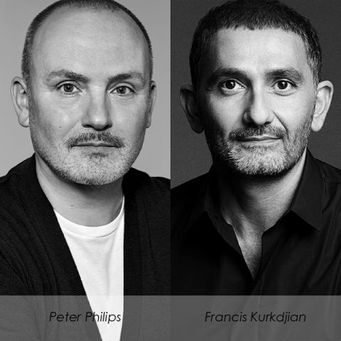 Deux portraits en noir et blanc côte à côte. À gauche, une personne avec des cheveux courts et une barbe taillée. À droite, une personne avec des cheveux courts et une barbe complète. Les deux portent des vêtements sombres. Leurs noms sont indiqués sous chaque portrait.