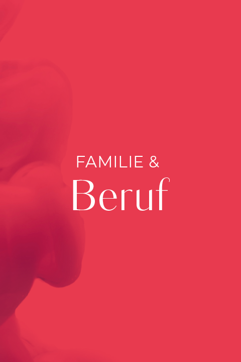 Fond rouge avec l'inscription "FAMILLE & Travail" en blanc.